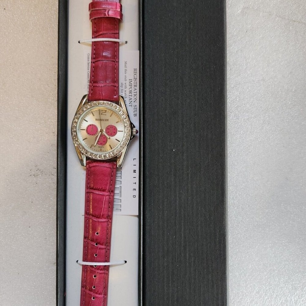 Manhattan Watch By Croton Genuine Leather Pink Ladies Watch